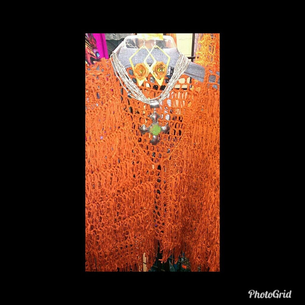 Urban Mango Crochet Shag Rust color jacket
